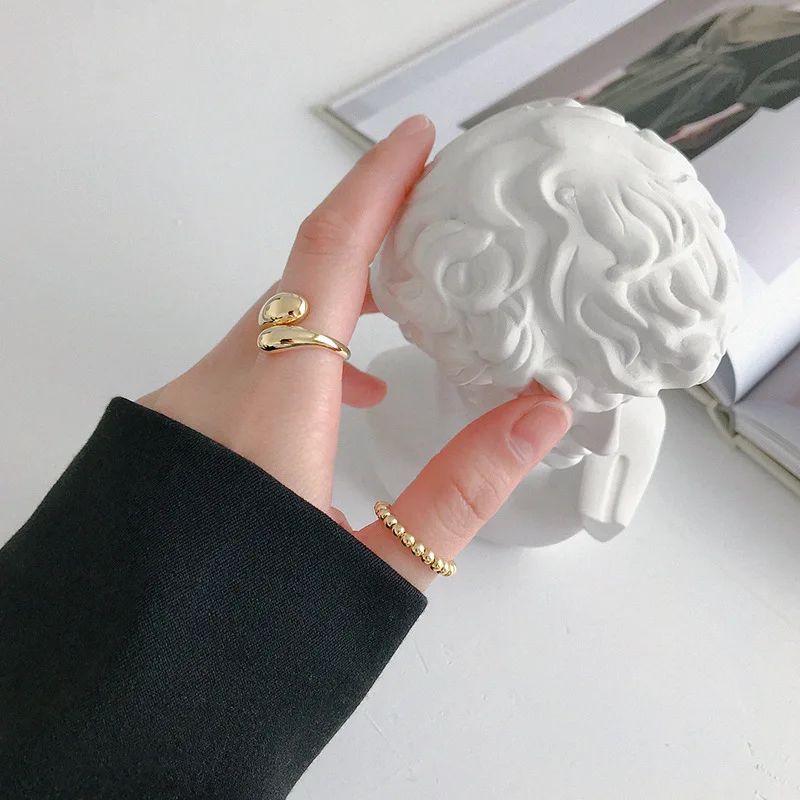AsinLove 18k золото минималистский гладкой капли воды кольца реальные 925 пробы