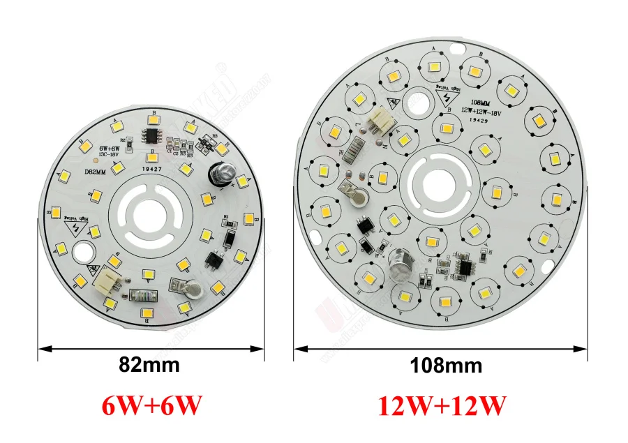 12 Вт+ 12 Вт ac220в led pcb со встроенным IC драйвером для лампы света, диаметра цвет водителя алюминиевая пластина доска
