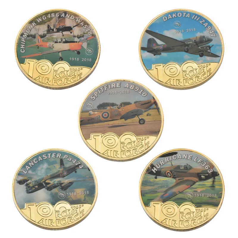 5pcs coins WR Королевские ВВС 100-летие золотые металлические монеты оригинальная копия монеты коллекционные вещи евро копия монеты подарки на день рождения сувенир - Цвет: 5pcs coins