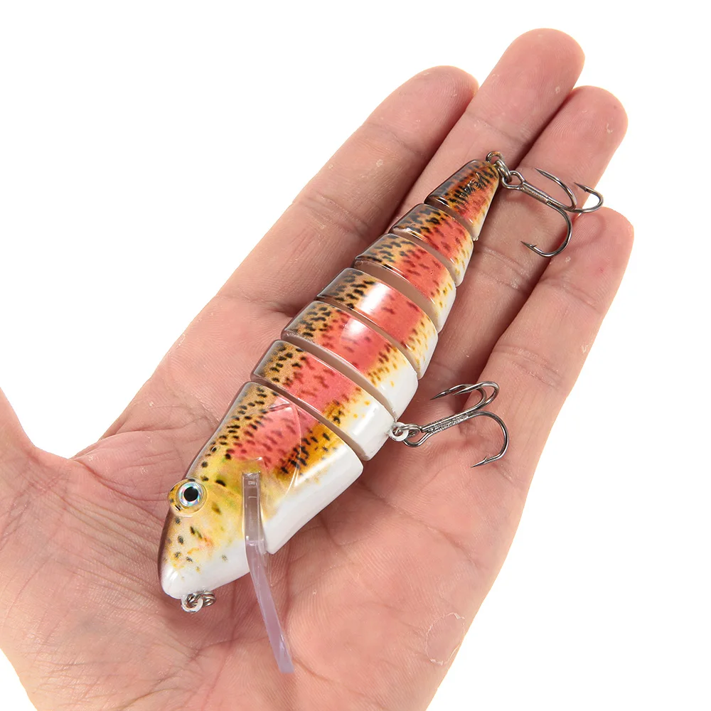 7 шарнирных секций рыболовная приманка жесткая для форели с крючком в виде рыбки