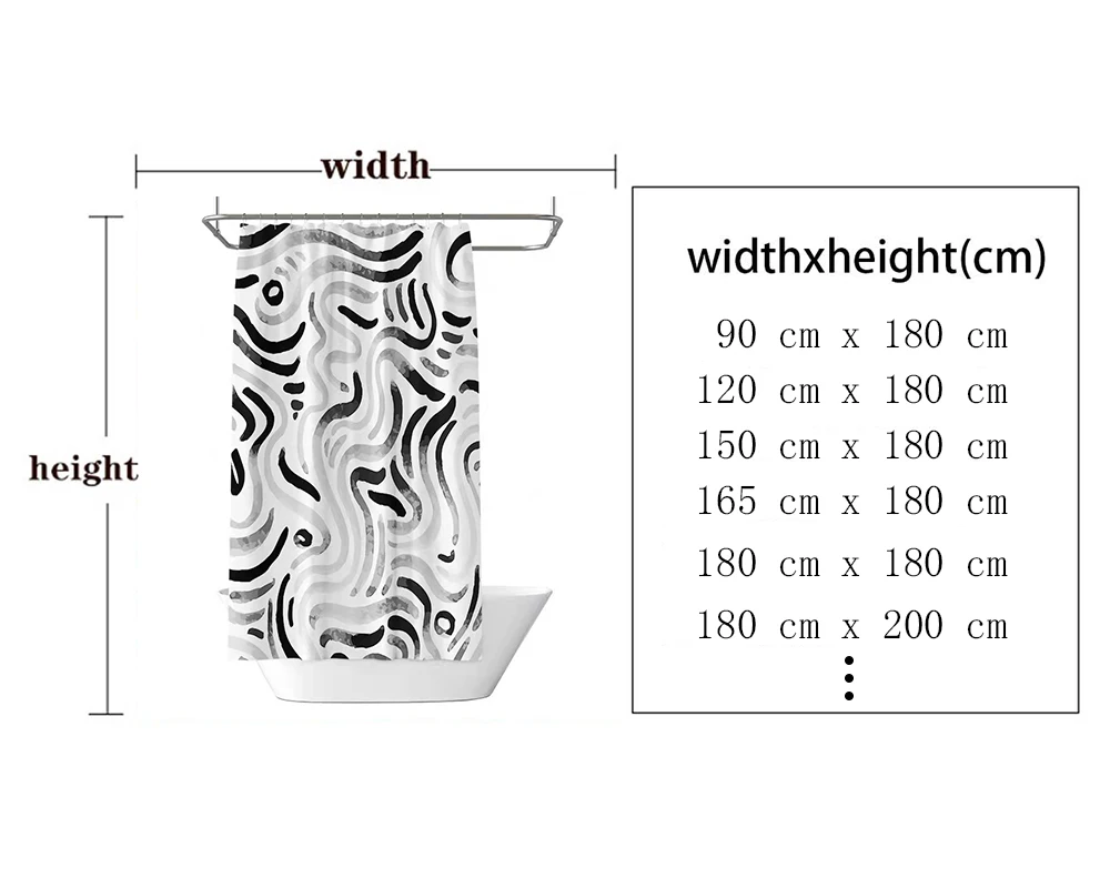 Штора для душа с принтом в черную полоску занавеска ванны нордическом