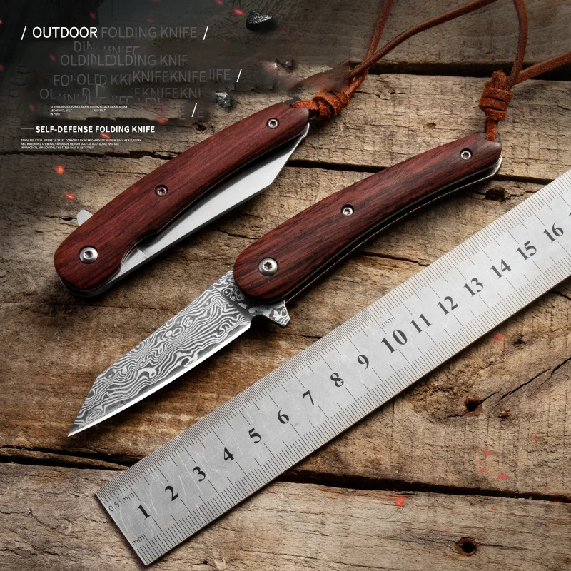 

Hysenss Damascus Steel Hunting Knife Folding Camping Hunting Jungle Survival Peeling EDC Tools for Outdoor Tactical Knifes