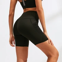 womens high waist yoga pants mesh pocket running training sports tight elastic quick dry fitness yoga shorts