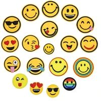 5 pcs cartoon yellow cute expression smiling face clothing embroidery patch stickers ironing cloth stickers clothes smile badges