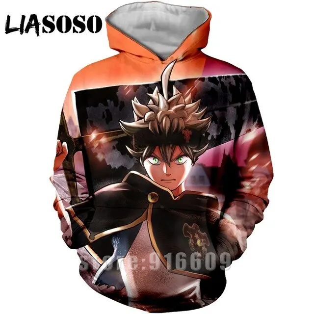 

LIASOSO Black Clover Hoodies Men/Women Hoodie Sweatshirt Hoody Homme 3D Anime Thin Pullovers Streetwear Harajuku Hoodies Outwear