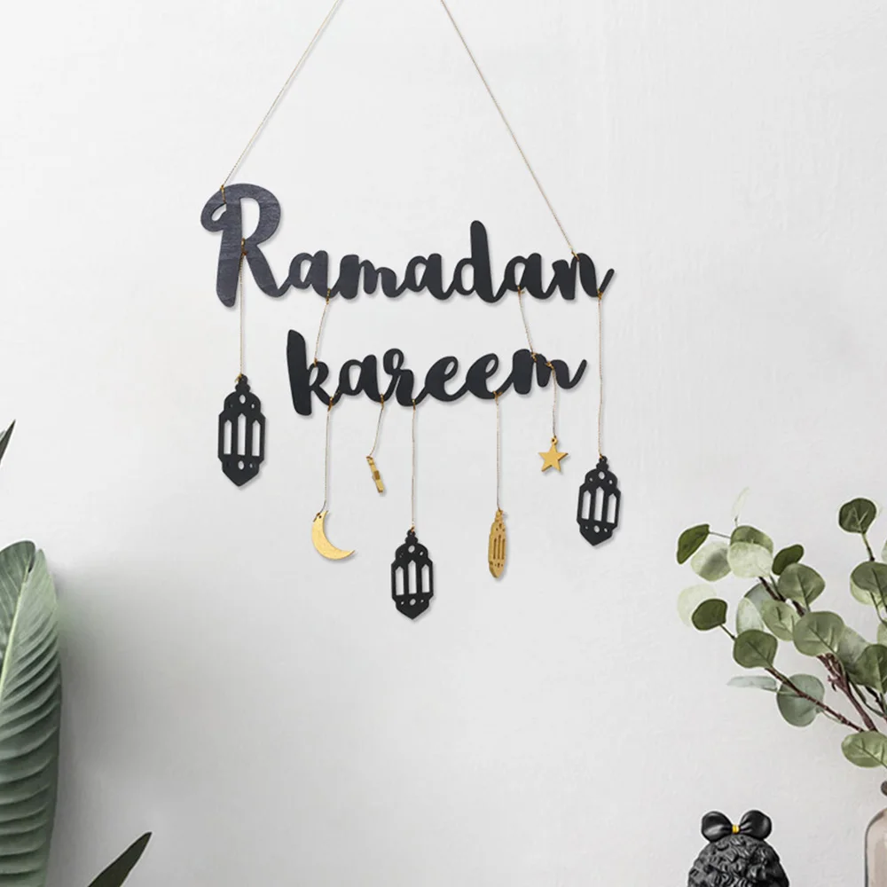 

Ramdan Kareem Letters Decor Wooden Pendant Ornaments EID Mubarak Decor for Home Living Room Islamic Muslim Party
