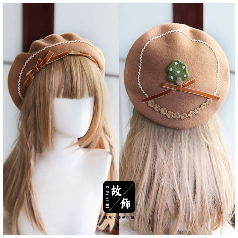 

Handmade Lolita Beret Hat Mori Girl Daily Sweet Love Headwear H