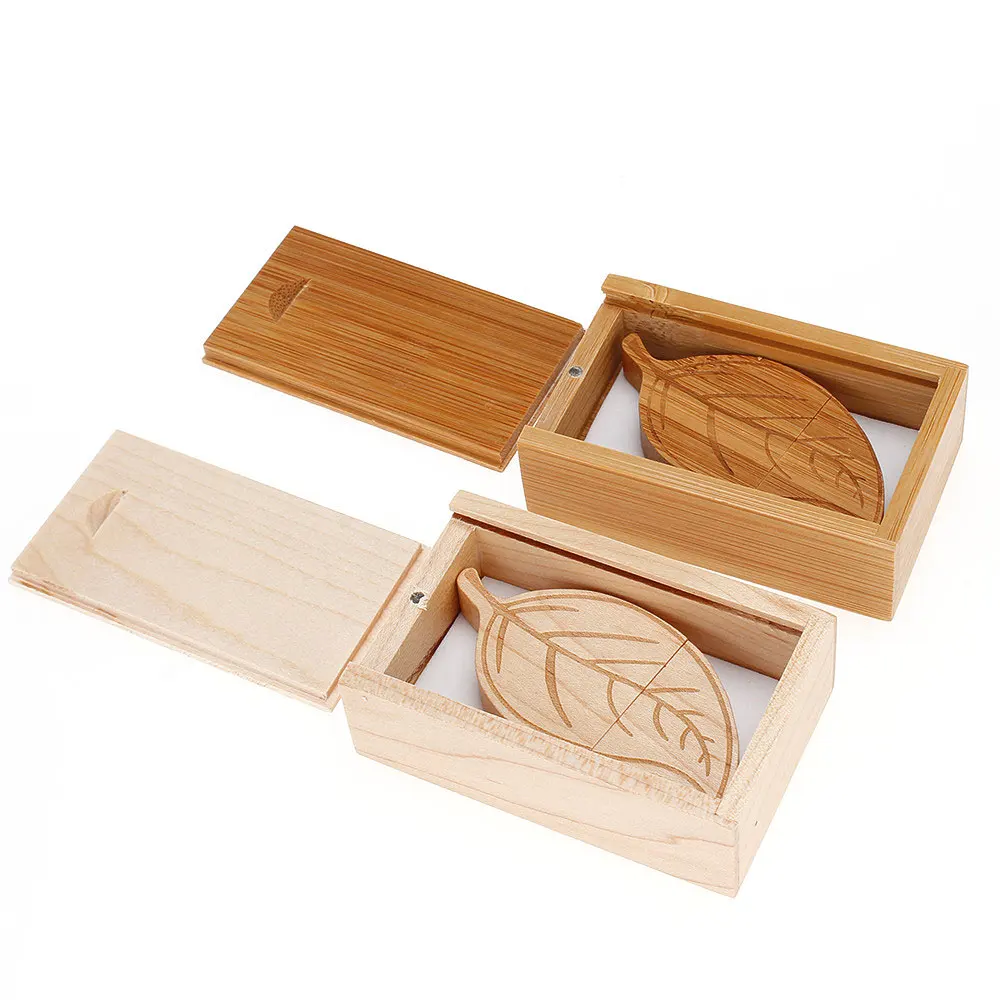 

Pendrive natural wood bamboo leaves memory stick u disk pendrive box 2.0 4G 8GB 16GB 32GB 64GB USB memory card pen wedding gift