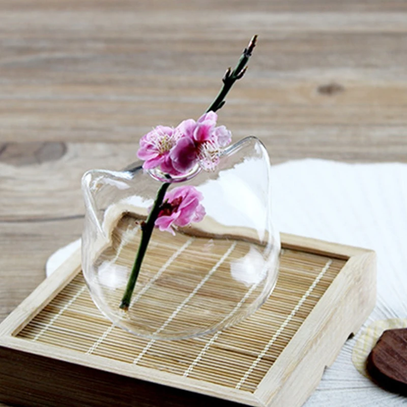 

Cat Glass Vases Clear Flower Plant Terrarium Container Hanging Vase Wedding Decor Garden Ornaments Hanging Planter