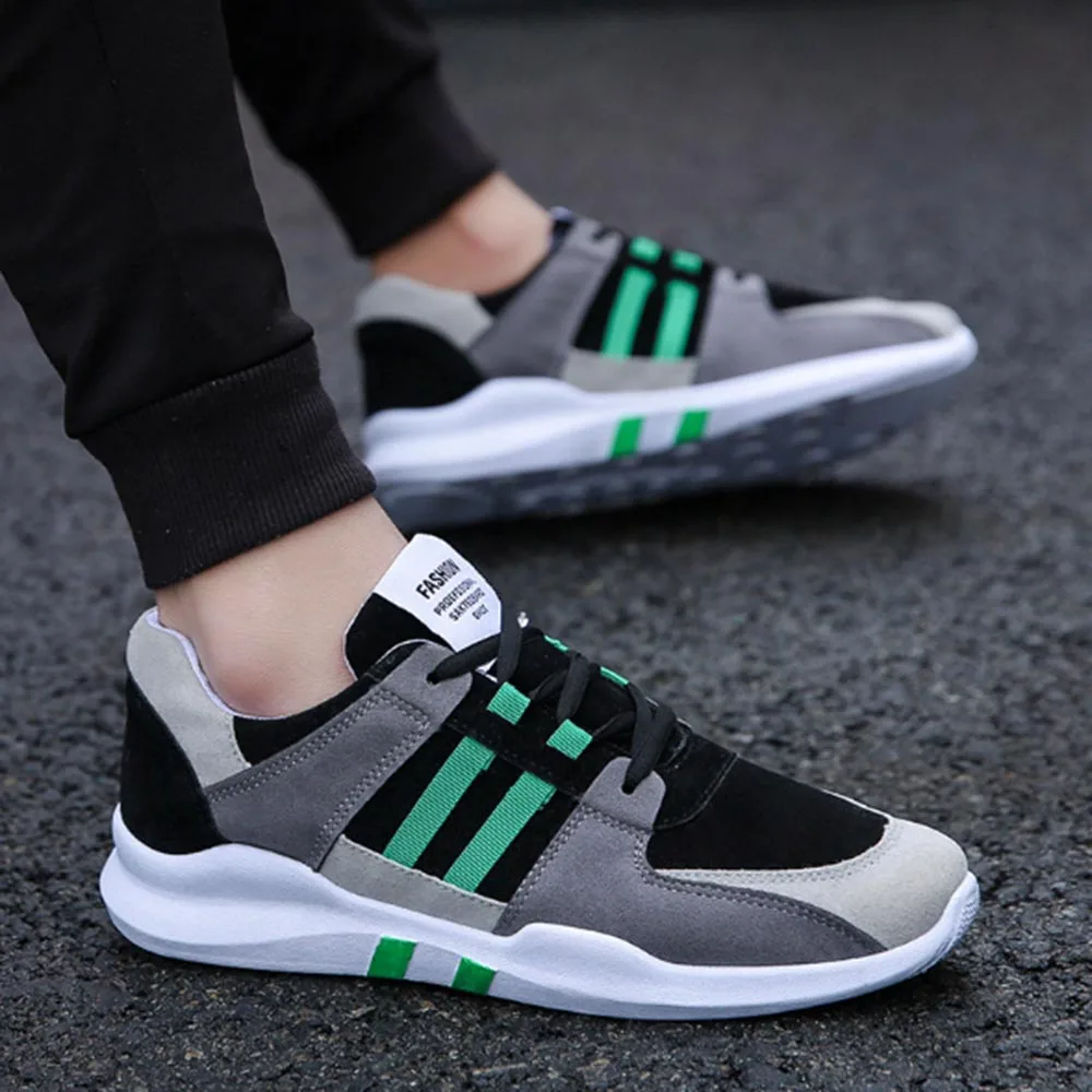 Non-Leather Casual Shoes Color Matching Stripe Mens Wild Canvas Sneaker Outdoor Hiking White Brand | Обувь