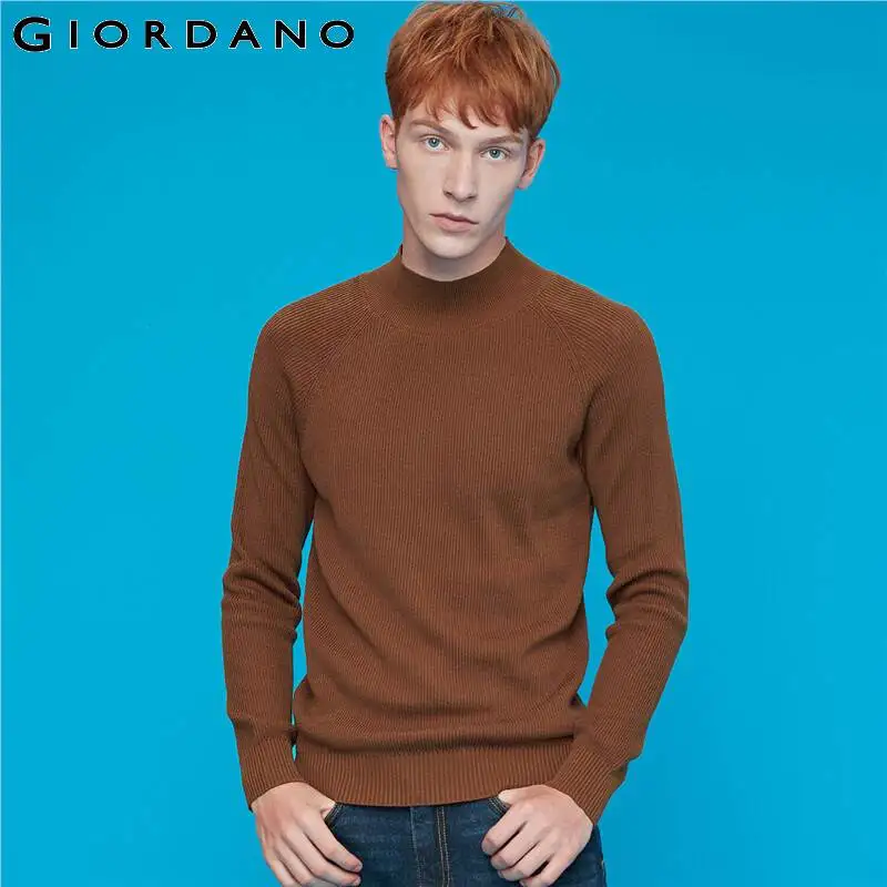 Giordano вязанная мужская кофта с высоким воротом, имеется несколько цветовых решений данной модели