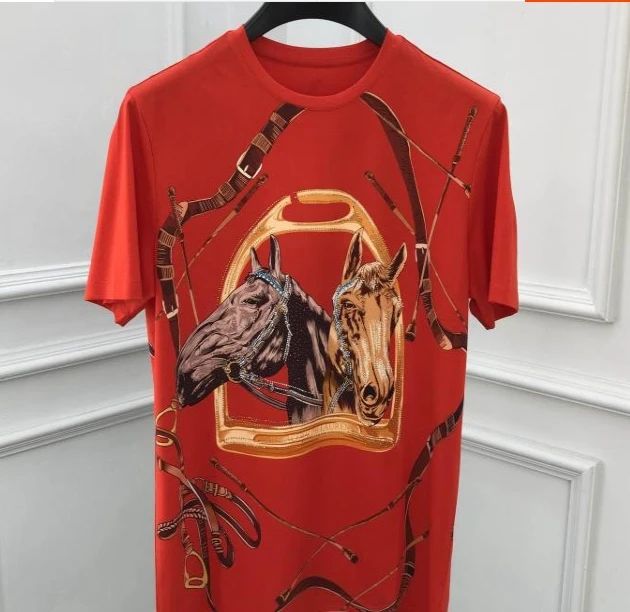 

2021 21ss spring brand royal diamond horse print designer t shirts tees tops for men luxury punk gothic famous casual cotton