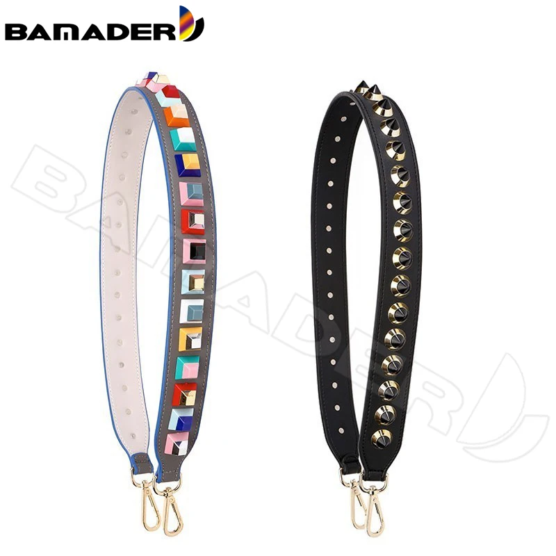

BAMADER Fashion Rivet Bag Strap High Quality Leather Shoulder Strap Rivet Accessories Female Handles Strap Multicolor Rivet
