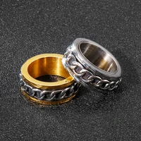 punk hip hop stainless steel chain ring jewelry fashion link chain ring for men cool biker ring gift size 7 12