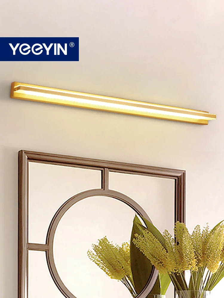 

YEEYIN Wall Light Full Brass Led New Chinese Style Mirror Front Light For Makeup Bedside Living Room Decor Wandlamp 220V