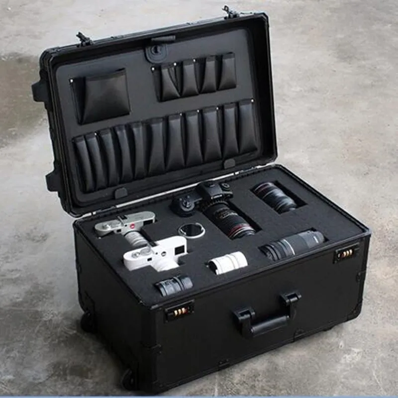 Case à Prova de Choque Caixa de Armazenamento com Esponja Câmera Trole Case Equipamento Fotografia Airpods Moisturreproof Treliça 37l Slr
