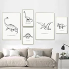 Мультяшный динозавр Трицератопс, минималистичный настенный художественный холст, картина, скандинавские постеры и принты, настенные картины для мальчиков, декор для детской комнаты
