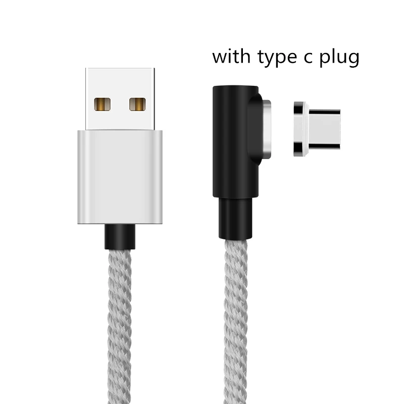 Silver Type-C 90 градусов 3A Магнитный кабель Micro USB кабель type C кабель передачи данных для быстрой зарядки для iPhone XS MAX XR SAMSUNG S10 Plus S9+ S8 Note 9 - Цвет: Silver Type-C