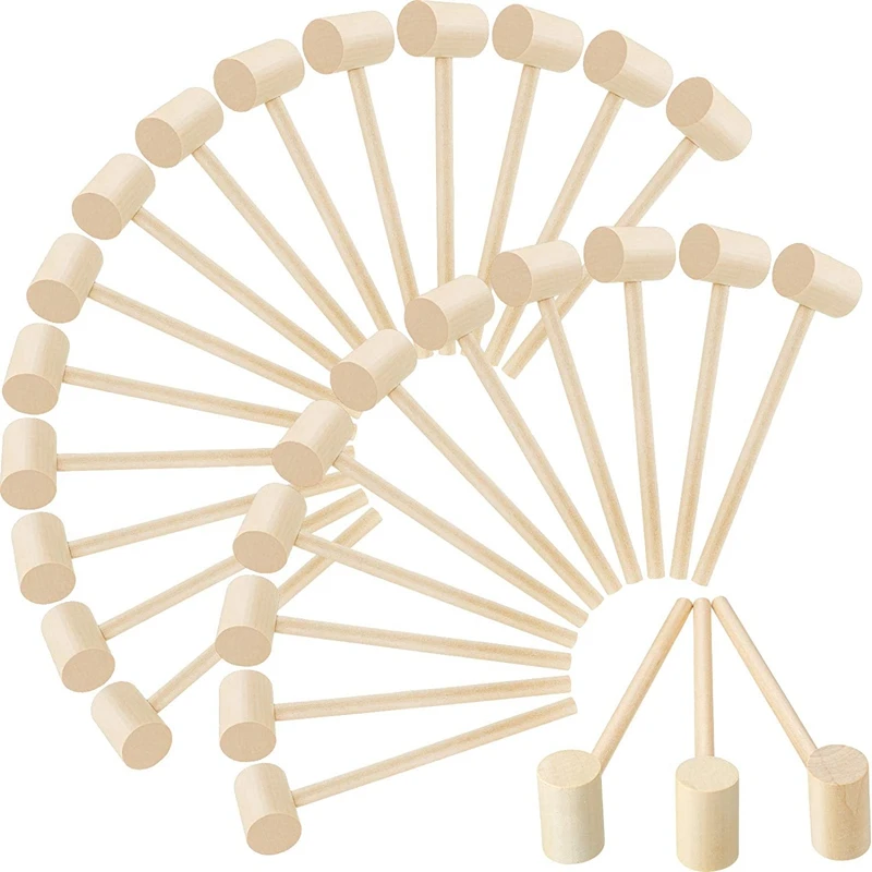 

28 Pieces Wooden Crab Lobster Mallets Seafood Shellfish Crab Mallet Solid Natural Hardwood Crab Hammer for Cracking