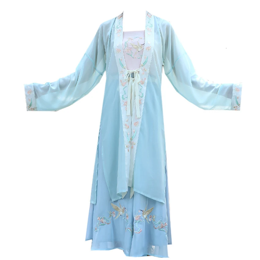 

Oriental Ancient Women Fairy Chinese Traditional Dance Costumes Tang Suit Dress Embroidery Breathable Performance Clothing Set