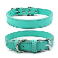 5 Colors PU Small Dogs Collars XS-M Adjustable Zinc Alloy Solid Color Puppy Collar Comfortable Durable Pets Supplies Accessories