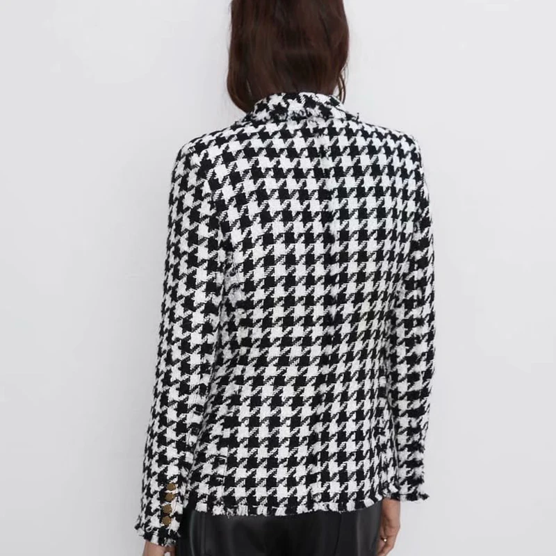 Повседневные блейзеры Fandy Lokar с рисунком гусиные лапки женские модные двубортные