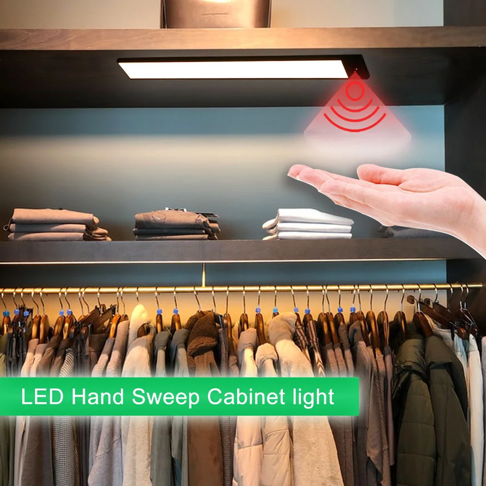 

USB chargeable Powered LED Kitchen Light Magnet installation Hand Sweep Sensor Lamp for Cabinet Wardrobes Closet 20/40CM