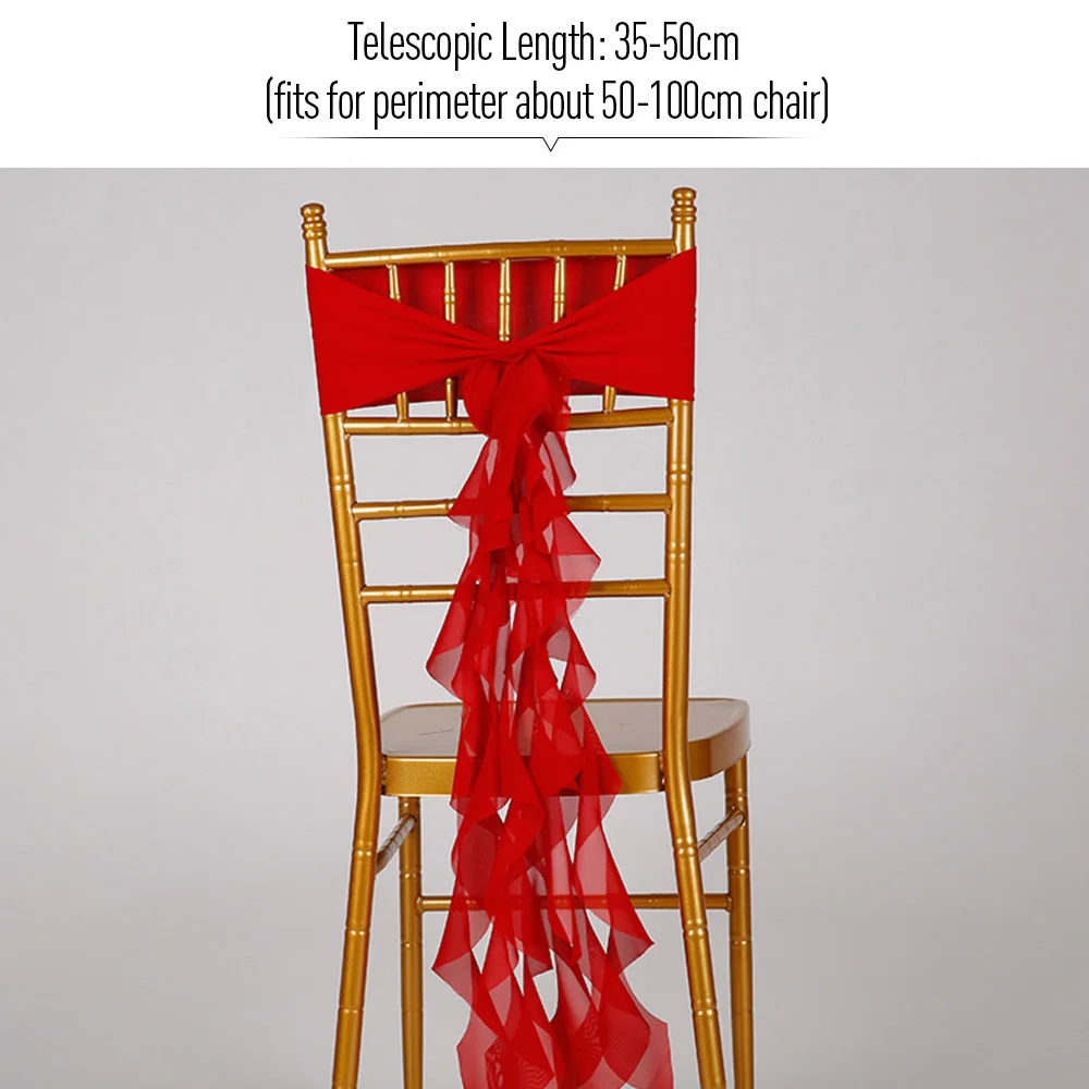 Новая шифоновая эластичная лента на стул с завязками спине воланом для свадьбы