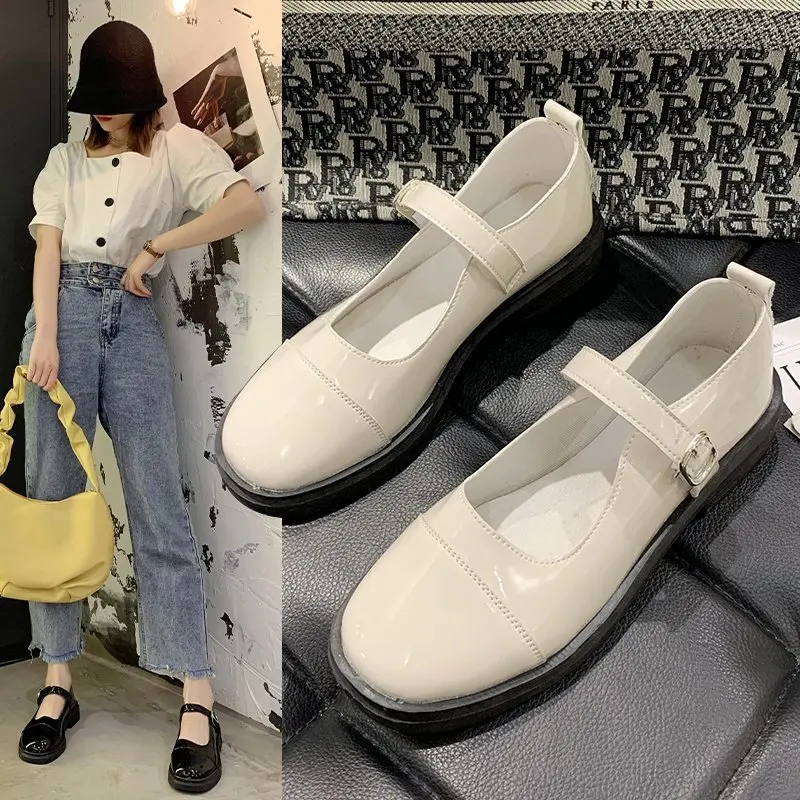 

Туфли женские на низком каблуке, повседневные кожаные Туфли Мэри Джейн, с круглым носком, с пряжкой, с закрытым носком, модные маленькие