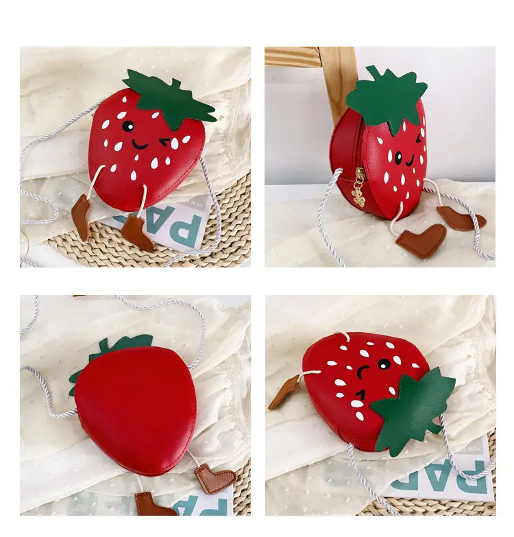 PU Leather Lovely Girls Coin Purse Handbags Children's Mini Shoulder Messenger Bag Cute Strawberry Baby Kids Crossbody Bags