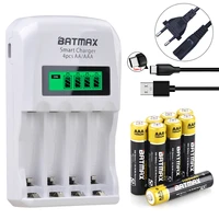 batmax aaaaa battery white smart 4 slots lcd charger for aa aaa ni mh ni cd rechargeable battery