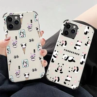 cute cartoon panda phone case lambskin leatherfor iphone 12 11 8 7 6 xr x xs plus mini plus pro max shockproof
