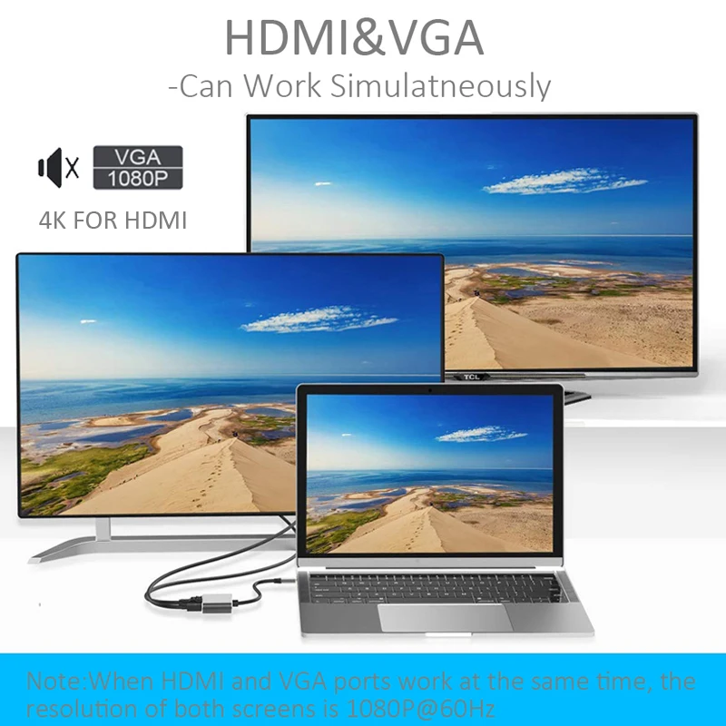 USB-разветвитель с разъемом типа C 3 1 на 4K HDMI совместимый VGA USB 0 PD chagring для ноутбука