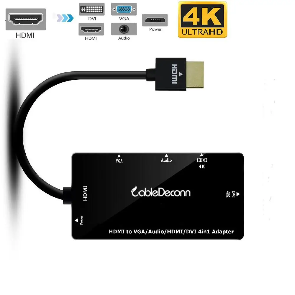 4 в 1 HDMI сплиттер к VGA DVI 3 5 мм аудио микро USB адаптер видео кабель многопортовый