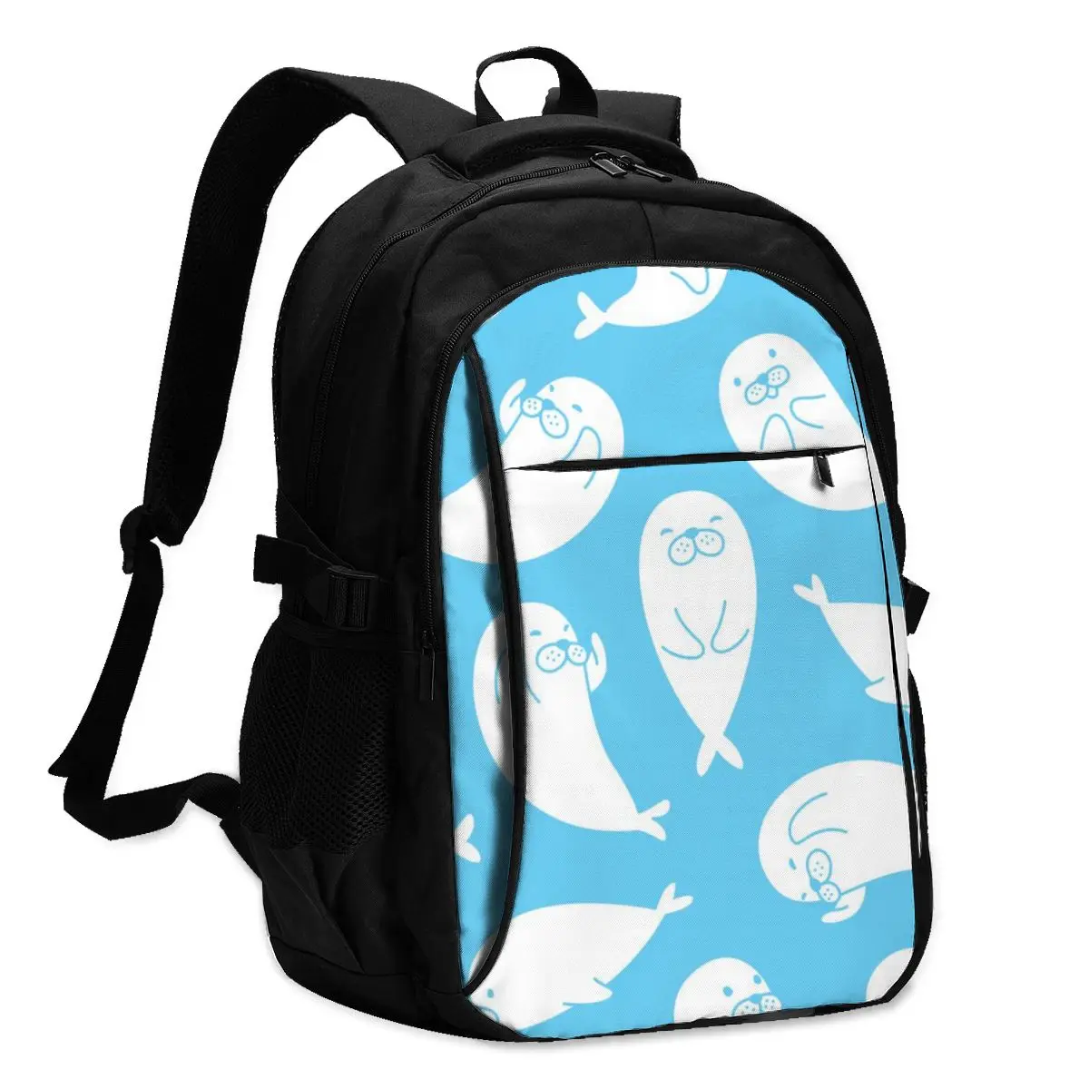

2021 New Laptop USB Backpack Walrus Sea Lion Polar Bear Travel Male Women Leisure Backpack