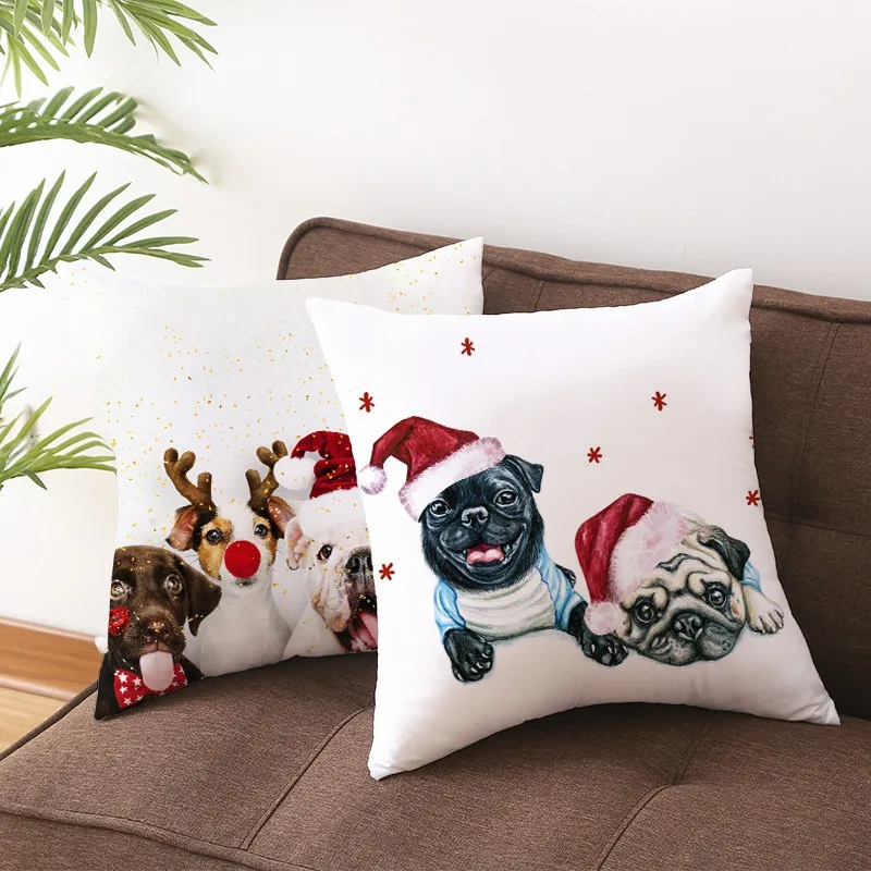 Милая собака мопс Бросок Наволочка Рождество декоративная наволочка Kerstmis Navidad бульдог наволочка с изображением кота