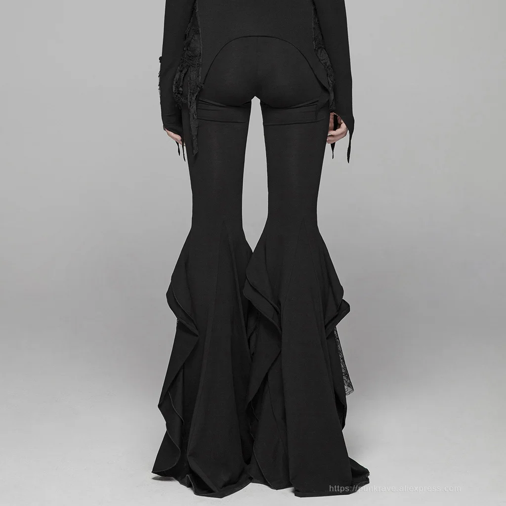 PUNK RAVE Women's Gothic Lace  Big Pendulum Trousers Punk Retro Sexy Party Club Holiday Flare Fashion Women Pants