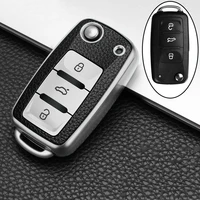 tpu leather car key case for vw jetta golf 4 5 6 polo bora passat b5 b6 car accessories remote control key holder key cover