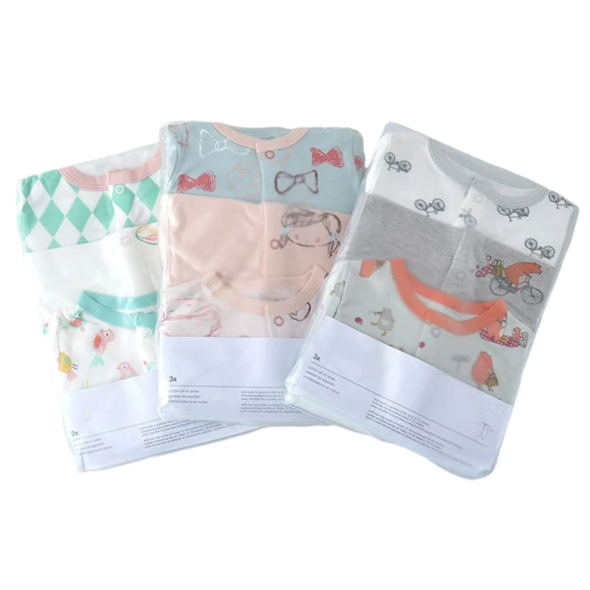 3 шт./партия Детские хлопковые комбинезоны с длинным рукавом