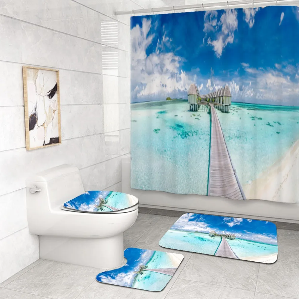 Современный стиль набор декора для ванной комнаты 4 шт. натуральный вид полиэстер