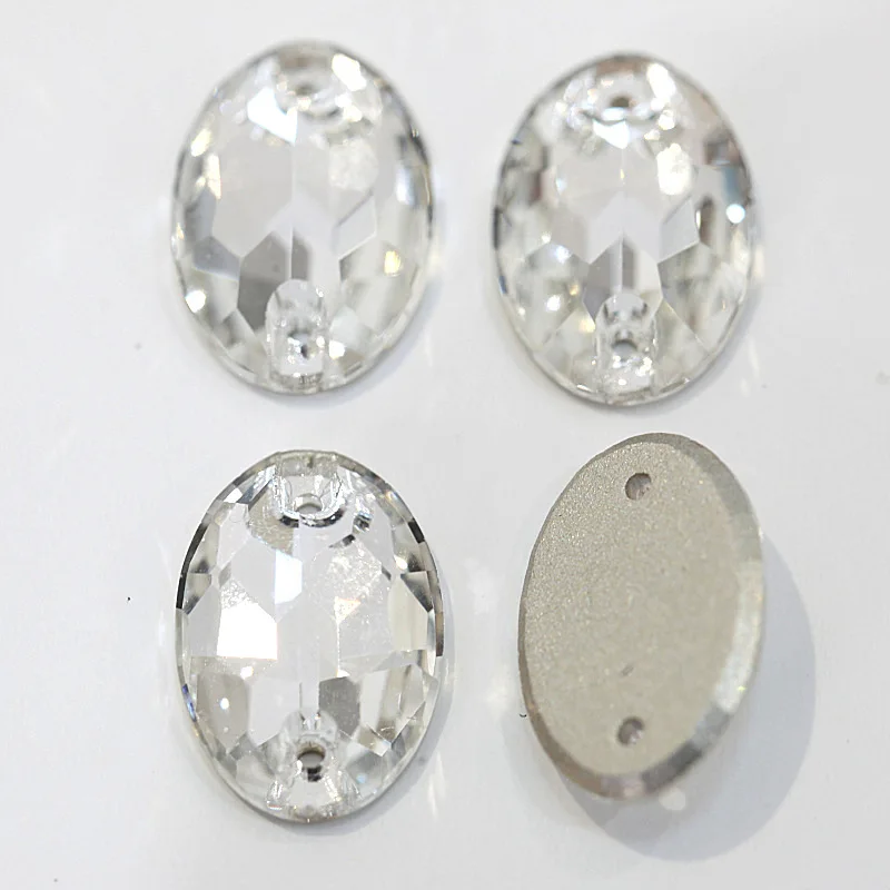Высококачественные овальные Стразы всех размеров для пришивания AB стеклянные