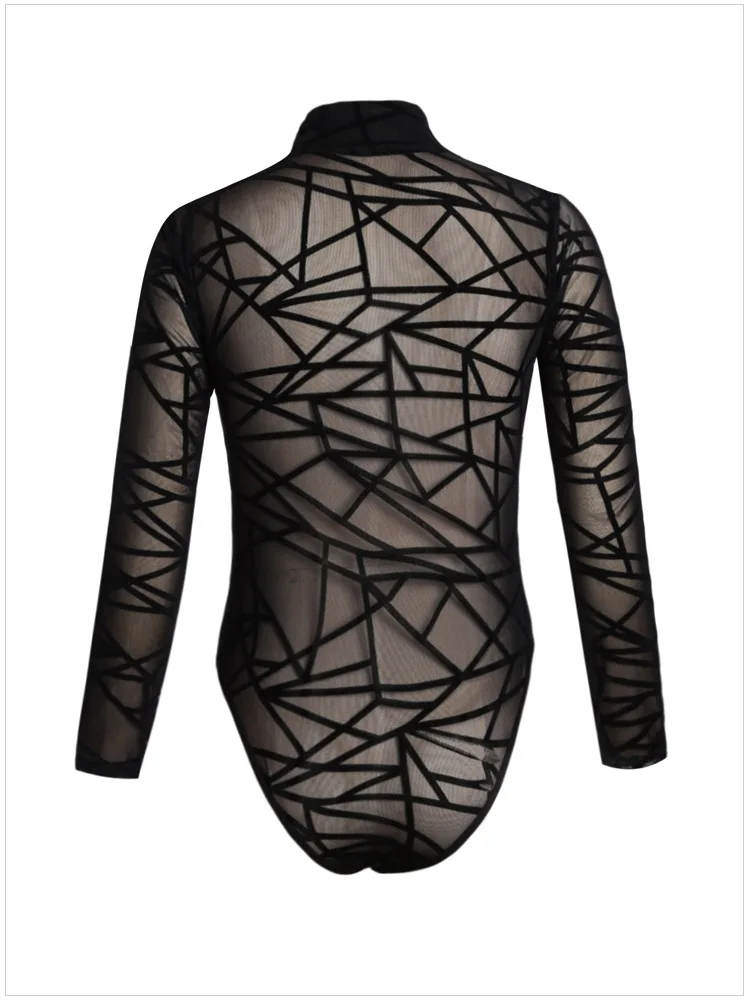 

Women Mesh Bodysuit Body Tops Transparent Long Sleeve Black Jumpsuit Romper Ladies Playsuit Club Overalls Plus Size