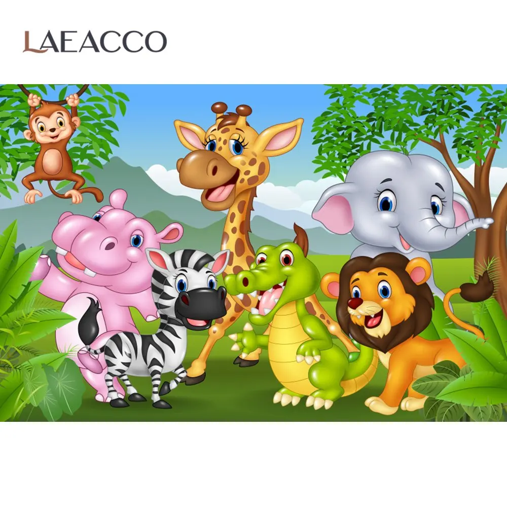 Laeacco ферма фоны животные день рождения Корова Лошадь трава Облачное дерево