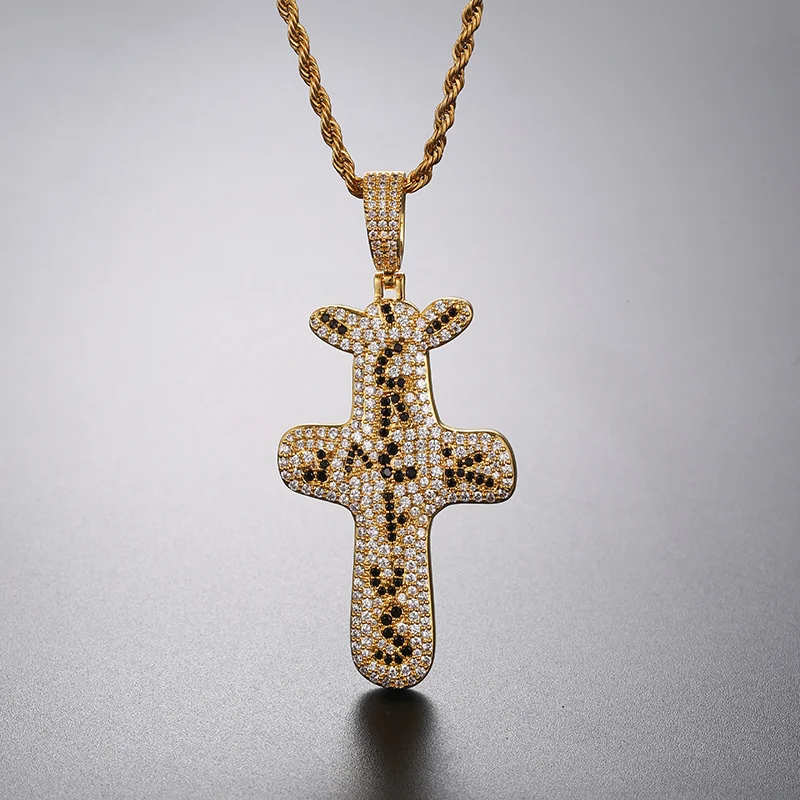 

Travis Scott cactus Jack Cross Pendant full of zircon men's hip hop Necklace