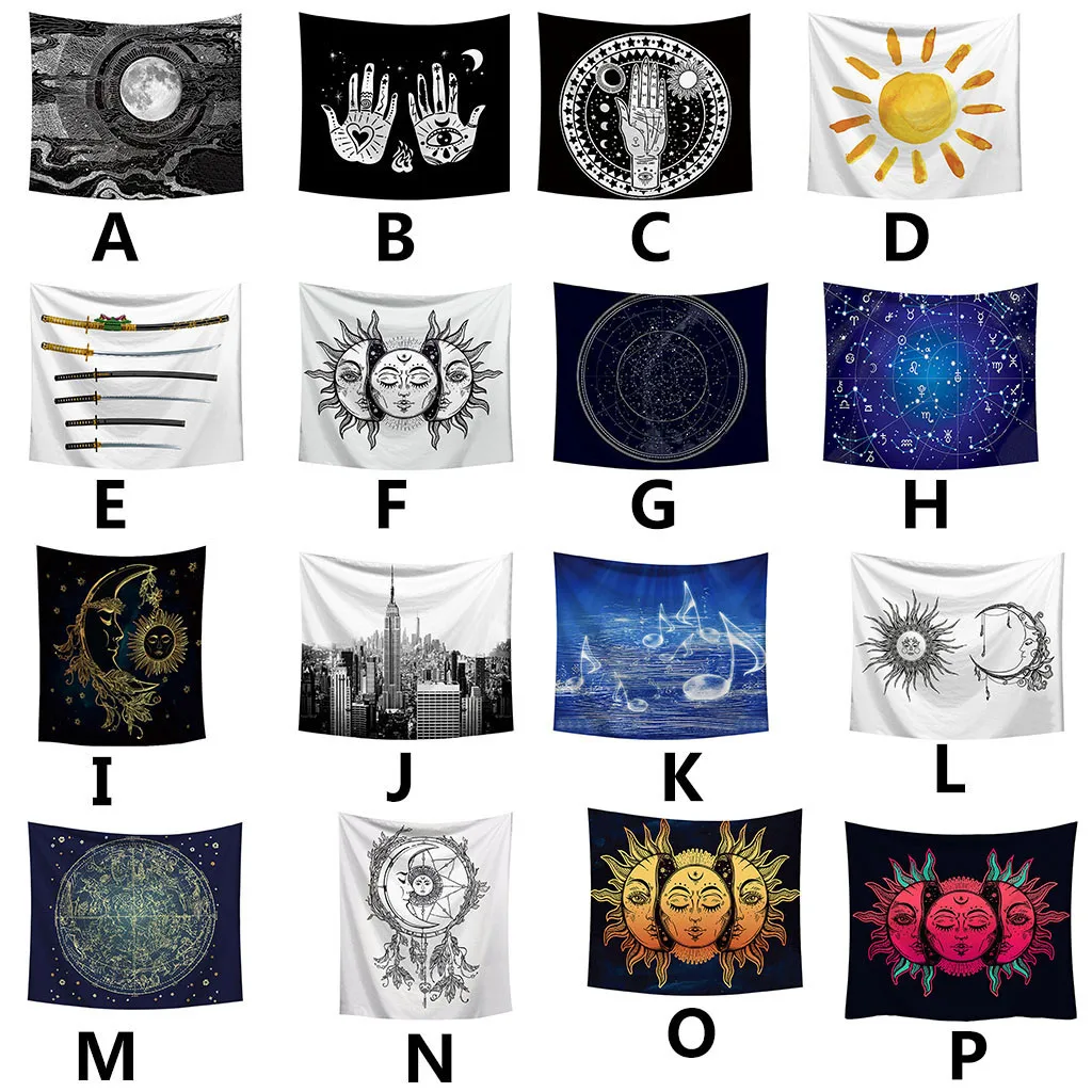 Гобелен настенный психоделический Луна и солнце навесной пляж полотенце ковер