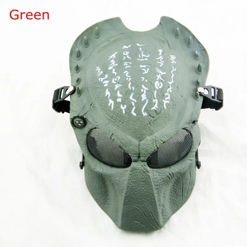 Green Alien vs. Шлем хищника маска с светильник на Хэллоуин маскарадные костюмы для косплея CS военная игра реквизит Открытый тактический страйкбол маски - Цвет: Green