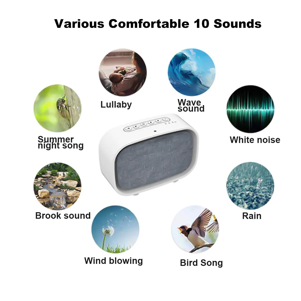 M&aacute;quina de sonido Natural para dormir, luz nocturna para oficina, canciones de cuna, ruido blanco, lluvia, Oc&eacute;ano, viaje para ni&ntilde;os, relajaci&oacute;n relajante-1