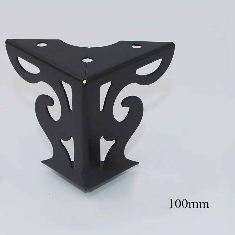100mm 4 шт. металлические мебельные ножки, полые ножки для дивана, черный узор для ТВ, ножки для шкафа, поддержка мебели, угловые протекторы из металла - Цвет: 100mm