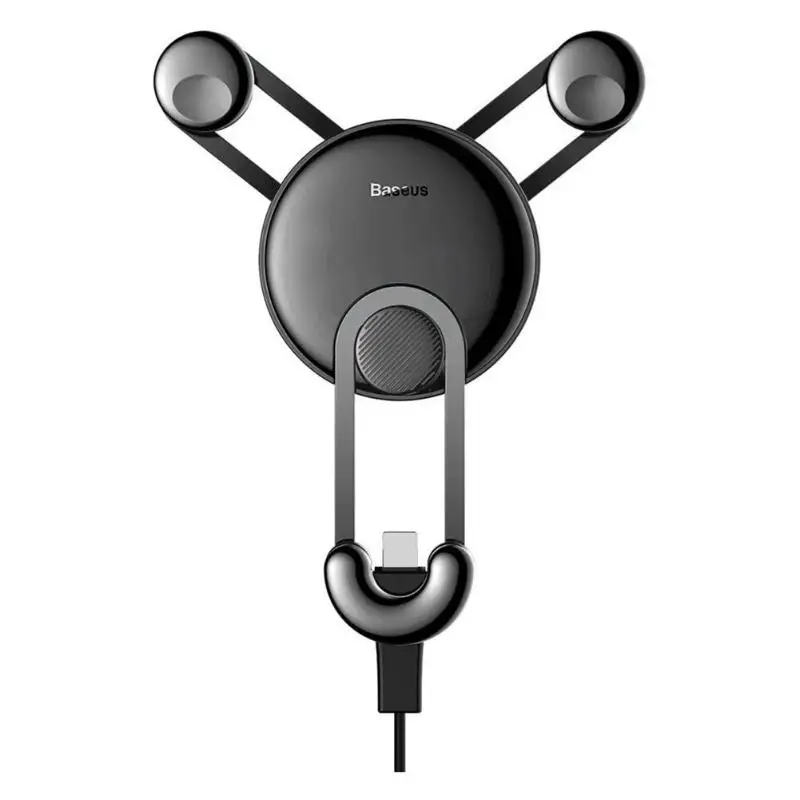 8pin Black BASEUS держатель для мобильного телефона Gravity 360 Вращающийся вентиляционный Автомобильный держатель для телефона Подставка с зарядным кабелем для телефонов 4,0-6,5 Дюймов - Цвет: 8pin Black