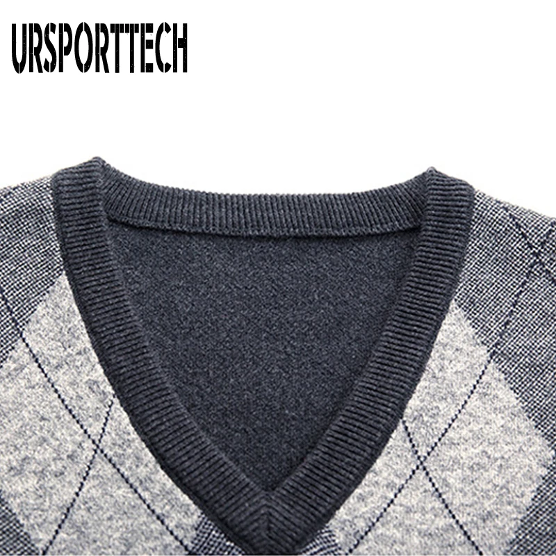URSPORTTECH новый модный брендовый свитер Мужской пуловер с v-образным вырезом